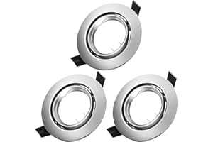 TOFISR Marco Foco Empotrable, Marcos Focos GU10 Metal cepillado Incl. Zócalo GU10 Para Lámparas De Led O Halógena, Redondo Metálica, Marco Empotrado Ojo de Buey, Para Baño Sala Cocina, etc.,3 Pack