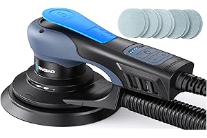RAYBAO Random Orbital Sander Brushless 5.0mm, 350W Electric Orbital Sander, 150mm Plate Low Vibration, 6 Variable Speed (MAX 10000RPM), for Wood/Car Polishing Sanding, 10 Sanding Discs
