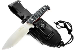 JEO-TEC Nº1 Couteau de Camping, Randonnée Chasse Outdoor Survie Bushcraft Multifonctionnel, Lame inox Böhler N690C, Étui de transport, Fabriqué en Espagne