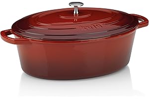 kela Bräter Gusseisen oval 6 Liter, Induktion Gussbräter mit Deckel backofengeeignet CALIDO, Gusseisen Topf emailliert