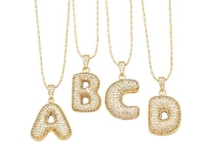 LODMLOER Collana Iniziale Con Lettera Zircone A Bolle - Collana Iniziale Esagerata Con Strass Scintillanti Zircone Pop Collana Con Lettera Pop 26 Az Collana Iniziale Gioielli Regalo Accessori Per Fes