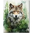 Wolves in the Forest Paint by Numbers Kits Canvas DIY Animal Oil Painting Paint by Numbers for Adults Beginner with Brushes and Acrylic Pigment for Student Bedroom Home Decor 16x20 inch Frameless
