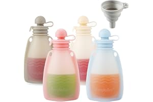 PandaEar woreczki do wyciskania z silikonu dla niemowląt, bez BPA, wielokrotnego użytku, 155 ml