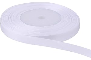 Trimming Shop 10mm x 25 Metres Double Sided Satin Polyester Ribbon Rolls for Gift Wrapping & Packaging, DIY Art & Crafts, Bows, Cake, Christmas, Wedding Card & Home Decorations, White