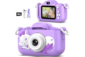 AONISE Fotocamera per Bambini, Giochi Bambini Macchina Fotografica, Scheda SD 32 GB, Videoregistratore HD 1080P, Regalo Bambina/Bambino di 3 4 5 6 7 8-12 Anni, Videocamera per Ragazze Ragazzi