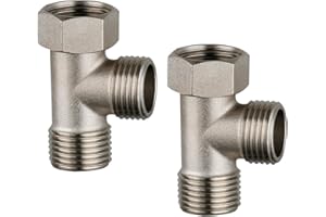 UOSIWYA 2 sztuki zaworów 3-drożnych, zawór kątowy 3/8 1/2 cala, adapter T, przyłącze wody, rozdzielacz, niklowany, zawór przełączający do kranu, pralki, umywalki, węża prysznicowego