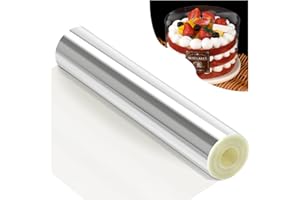 HUANMIN Torta Collare 30cm, Trasparente Fogli Acetato per torte, Rotolo Acetato per Pellicola Torte, Riutilizzabile Foglie Acetato per Dolci Mousse al Cioccolato Torta Decorare