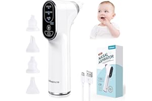 Bubbacare Baby Nasensauger, Elektrischer Nasenreiniger Ohrenschmalz Entferner mit 4Größen Wiederverwendbarem Rotzsauger für geborene Kleinkinder Säuglinge Elektrisch