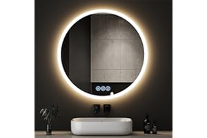 baklon Rotondo Specchio Bagno con Luce 100cm, Specchio Bagno LED con Antifog, Dimmerabile, 3 Colori Luce, Memoria, HD Vetro Temperato, IP44, Specchio da parete con luce a LED