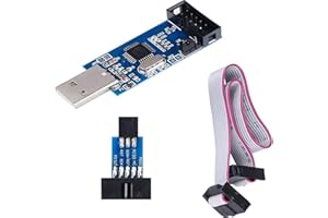 DUBEUYEW 51 AVR USB ISP ASP Microcontrôleur Programmeur Téléchargeur avec Câble + 10 Broches à 6 Broches