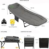 Campfit Katlanır Kamp Karyolası, 200x64x37 cm, Gri, 136 kg Taşıma Kapasitesi