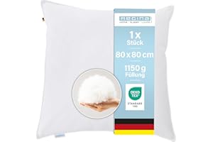 REGINA HOME SLEEP LIVING EST. 1967 Regina Home Pillow 80 x 80 cm - Firm - Ergonomic Neck Pillow with 85% Feathers and 15% Down - Washable & Suitable for Allergy Sufferers - 100% Cotton