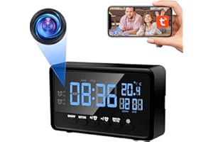 Nisanuki Cámara Espía WiFi 5G/2,4G, Mini Cámara Oculta Despertador Inalambricas, 120° Camara Vigilancia Camuflada Reloj con Visión Nocturna y Detección de Movimiento Tuya App