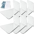 Azonee 6 Pcs Floating Bookshelf Iron Floating Shelves, Invisible Wall Mounted Bookshelf Multipurpose Wall Ledge Shelves for Home Office Classroom Library (White)