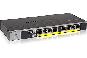 NETGEAR (GS108LP) Switch Ethernet PoE+ 8 Ports RJ45 Gigabit (10/100/1000) , switch RJ45 avec 8 Ports PoE+ 60W Upgradables, Position Bureau, mur ou Rackable, et protection à vie