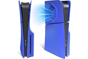 Replacement Side Shell Plate for PS5 Slim, arVin Replacement Cover with Cooling Vents for PS5 Slim Disc Edition, Dustproof Accessory for PS5 Slim Console, ABS Case (Blue)