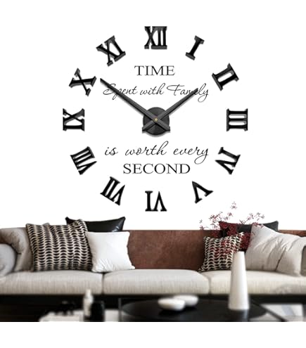 SHS2018 DIY Wall Clock Modern Silent Wall Clock 3D Sticker Wall Clock Home Office Decoration Gift (Silver