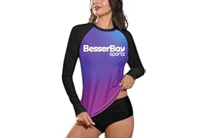 BesserBay Womens Long Sleeve Swimming Summer Sun Protection Quick Dry UV Rash Guard S-XXL