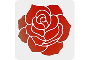 FINGERINSPIRE Pochoir Floral 30x30cm Carré Rose Fleur Pochoir Réutilisable DIY Art et Artisanat Pochoir pour Peinture Sur Bois (Blanc)