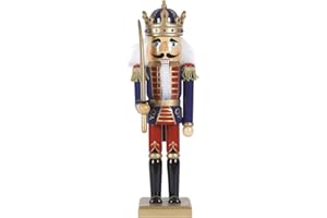 OBC-KUNSTHANDWERK Nussknacker Figur groß XL / 50 cm/König mit Schwert blau-rot/Deko Figur Nussknacker Holz/handbemalt im Kunsthandwerks-Stil/weihnachtlich dekorieren