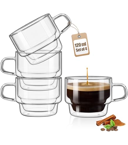 Nizirioo Lot De 2 Tasse À Café Double Paroi, Verres À Espresso 200ml, Tasses À Latte Macchiato