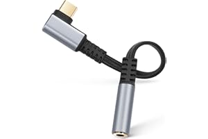 AXFEE Adapter USB C jack 90 stopni, adapter do słuchawek USB C na 3,5 mm, adapter audio AUX USB C z chipem DAC, kompatybilny z Samsung Galaxy A53, S22, S21, S20, Ultra Note20, S10, Huawei, iPad Pro