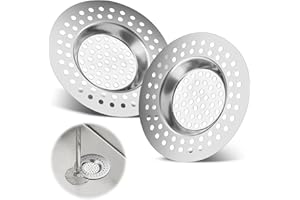 LOBVABA 2 Pcs Filtre evier Cuisine,Évier Filtre de Vidange,Filtre Cheveux Douche,Grille Evier Cuisine en Acier Inoxydable Our Évier de Cuisine,Bouchon Évier Cuisine,Anti-Obstruction,pour Salle de Bain Cuisin