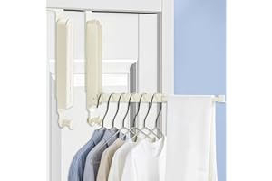 GAESHOW 2 piezas de gancho para puerta para colgar, perchero de puerta abatible, perchas para puerta con extensiones extraíbles, perchas plegables sin necesidad de perforar (blanco)