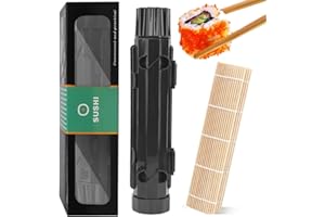 EZOULUOBA Sushi Maker, Sushi Form Set zum Selber Machen, Sushimaker Roller und Bambusmatte für Reis Former Dekorieren Diy Werkzeug (Schwarz Roller Pack)