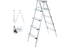 HOSTRÖM Scaletta sgabello 5 gradini HOMILIX, scala pieghevole, alluminio, compatta e robusta, H max lavoro 2,85 m, 5 anni garanzia.