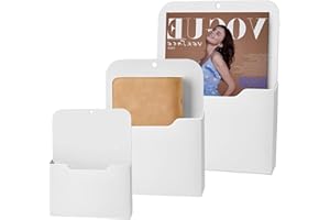 AARCYYE Documents Magnétiques pour Burea, 3 Tailles, Porte Papier Magnétique Porte Documents, Porte Documents Mural, Organisateur pour Tableau Blanc, pour Réfrigérateur, Maison, Blanc (S/M/L)