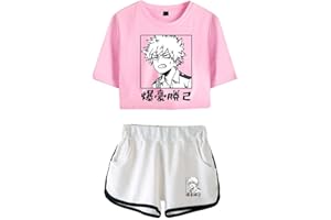 Flyself Damskie dresy anime krótki top koszulka i szorty zestaw 2 szt. letnia odzież sportowa zestaw piżamowy