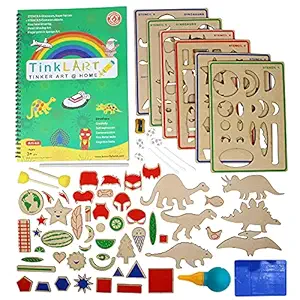 ButterflyEdufields 6in1 DIY Art Craft Activity kit for Kids | Dinosaur Super Heroes Stencils Sketching Finger Painting, Sponge Art | Made in India STEM Toys for Age 3+ Kids