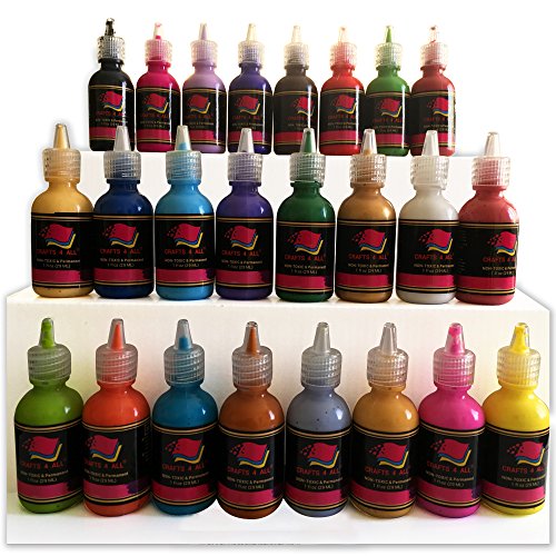 Fabric Paint 24 Farben Premium Qualität 3D permanente lebendige Farbe Textilfarben Farbstoff für Stoff, Leinwand, Holz, Keramik, Glas von Crafts 4 ALL - 8