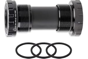 Soekodu Bicycle Bottom Axle Bracket, 68-73mm Aluminum Alloy Bike Bottom Axle Shell Thread BC1.37-24T BB51 Type Bearings Integrated Bike Central Axle with 3 2.5mm Washers