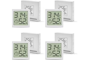 TANMOTE Lot Thermometre Interieur Maison, Mini LCD Digital Thermomètre, Hygromètre d'intérieur Mural Petit pour Chambre Bébé, Chambre à Coucher, Salon et Cuisine, 4 Pièces