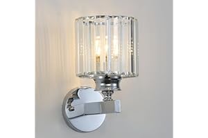 SXTIGER Nowoczesna kryształowa lampa ścienna, E27 srebrna kryształowa lampa ścienna, do sypialni nocnej korytarz do jadalni oświetlenie (srebrny okrągły)