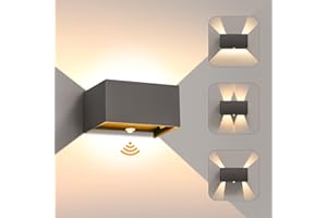 ‎BENMA LED Außenlampe Außenleuchte mit Bewegungsmelder, IP65 Wasserdichte 3000K Warmweiß Wandleuchte Außen Innen, Einstellbarer Lichtstrahl Up Down Modern Außenwandleuchte Ausenbeleutung Hauswand Dunkelgrau