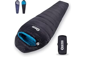 QEZER Down Sleeping Bag 4 Season, Lightweight Sleeping Bag for Adults and Teens Camping,Hiking,Backpacking Outdoor with 620FP Duck Down