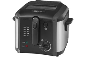 Clatronic FR 3649 - Freidora compacta de 2,5 litros, 1600 w, color negro y acero inoxidable