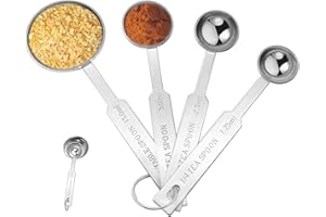 WEIQILE Edelstahl Messlöffel Sets, 4 Stück Metall-Messlöffel zum Backen, Messwerkzeuge, Kochen, Tassen (4 Pcs)