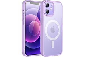 ‎JETECH JETech Magnetyczna Etui dla iPhone 12/12 Pro 6,1 Cala Kompatybilny z MagSafe, Półprzezroczysta Matowe Tylna Szczupły Odporny na Wstrząsy Case (Jasny Fiolet)