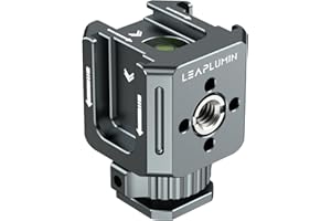 Leaplumin Triple Cold Shoe Mounts Adapter, 3/8''-Schraubenloch auf 1/4''-Schraubenloch, Aluminiumlegierung Hot Shoe Extension Bracke für DSLR-Kamera Blitzlicht, Monitor, Mikrofon-Grau