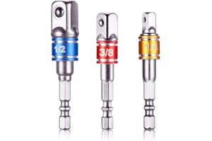 NEWDER Utensili Manuali di Potenza Impact Driver Set di Prolunghe per Adattatori, 3pc 1/4" 3/8" 1/2" Cr-V Punta Esagonale per Cacciavite a Punta Esagonale