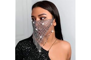 IYOU Błyszcząca kryształowa maska siatkowa czarny frędzel łańcuszek na twarz maski maskaradowe z kryształowym wisiorkiem imprezy kostiumy balowe taniec brzucha scena wenecka Mardi Gras sukienka maski