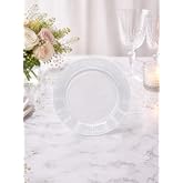 L&uuml;ks Mika Tabak Desenli Plastik Parti Tabağı Şeffaf 18 cm 6'lı