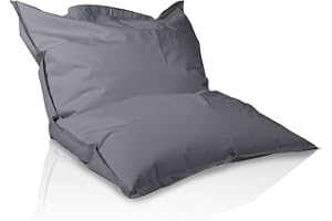 Bepouf - Pouf a Sacco, Cuscino Morbido in Poliestere con Imbottitura in Palline di Polistirolo, Poltrona a Sacco Adatta per Camera, Salotto e Esterni - Dimensione Grande 180x140, Colore Grigio