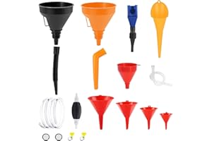 RYAN 10 Pièces Entonnoir Huile Moteur avec Pompe à Main Entonnoir Entonnoir de Carburant à Large Ouverture Pour le Remplissage de Liquide de Refroidissement