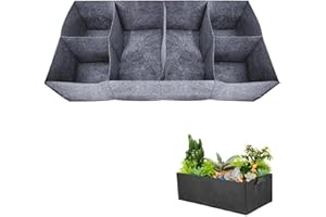 LAM-LORD Raised Bed Grow Bag Planter, Extra Large 6 Grids Plant Grow Bag for Vegetable, Breathable Felt Fabric Raised Bed Garden Plant Flower Growing Bag for Flowers Tomatoes Carrots(size:180x90x30cm)