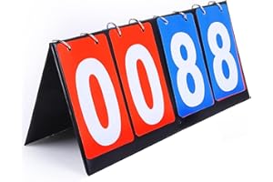 Qinsky Anzeigetafel,4-Stellige Anzeigetafel Punktezähler Tragbare Falte Sporttischplatte Zahlen für Sport Tischtennis Basketball Volleyball Drinnen draußen